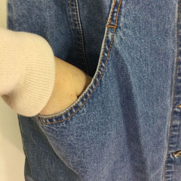 Jordache Sleeveless Button Up Pockets Round Neck Denim Dress Blue Size 13/14 - Picture 9 of 11